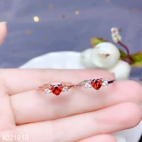 kjjeaxcmy boutique jewelry 925 sterling silver inlaid natural garnet gemstone female ring support detection trendy