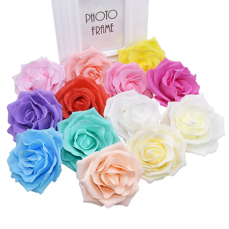 

20pcs 10cm Artificial PE Foam Rose Flowers Colorful Rose Flower Wedding Bride Bouquet Decoration Home DIY Wreath Craft Supplies