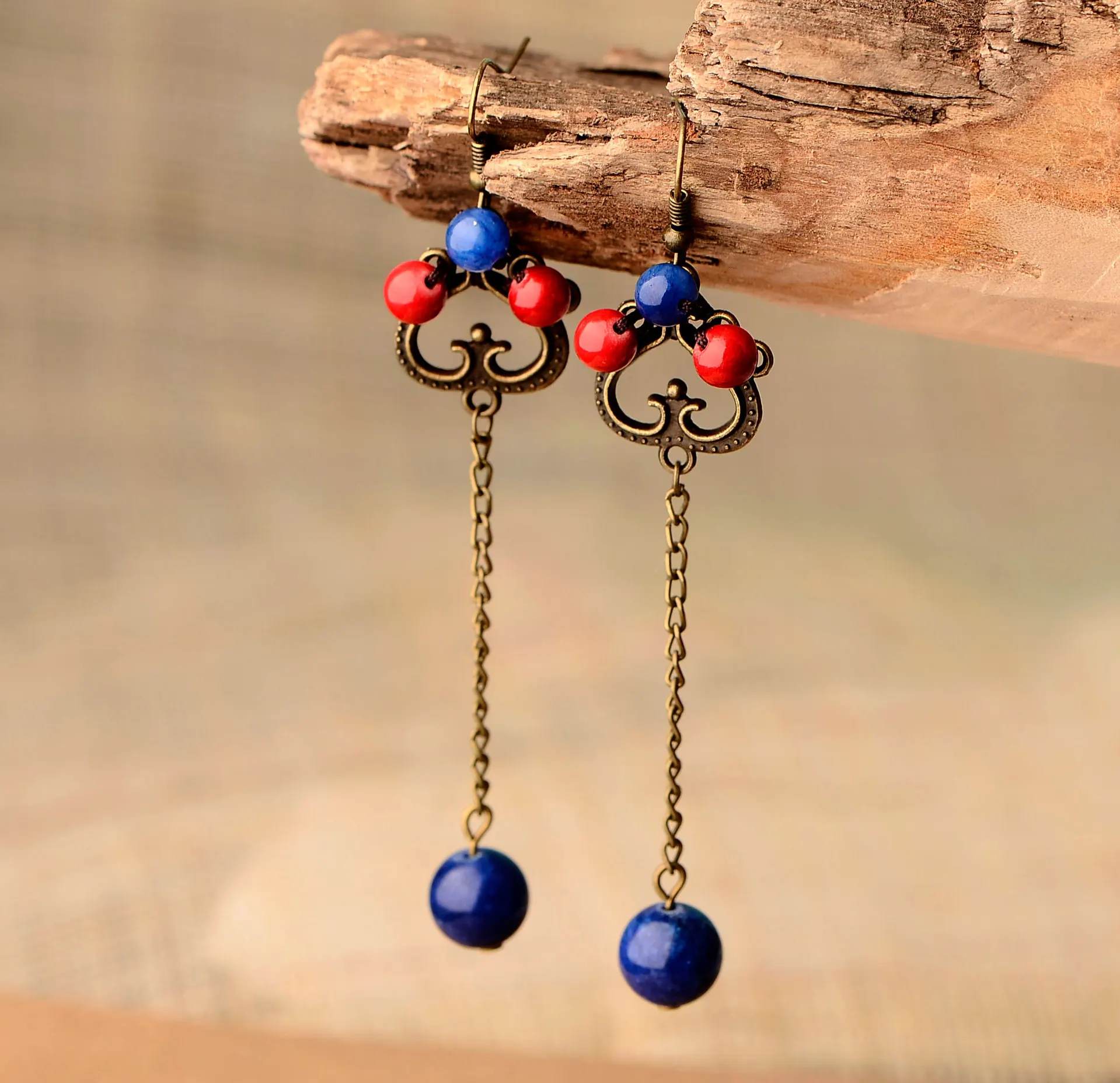 Оригинальные этнические длинные серьги в стиле ретро подходящие ко всему