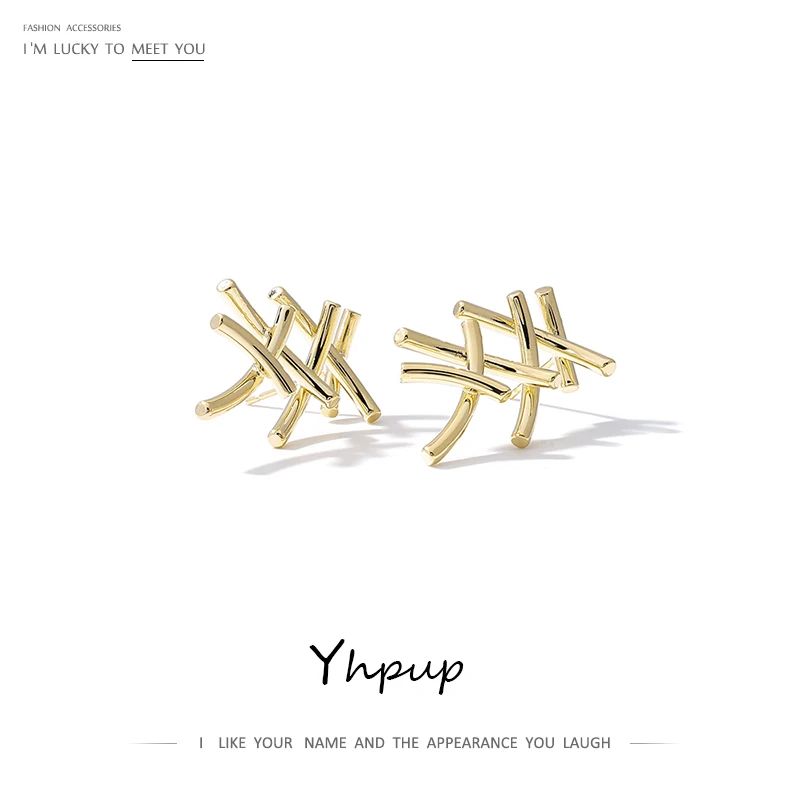 Yhpup серьги гвоздики в виде листа медные 18 К Золотые темпераментные Brincos для женщин