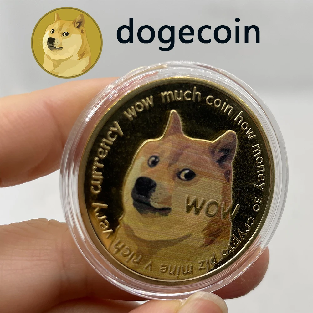 

50PCS/box Beautiful WOW Gold Plated Dogecoin Commemorative Coins Cute Dog Pattern Dog Souvenir Collection Gifts