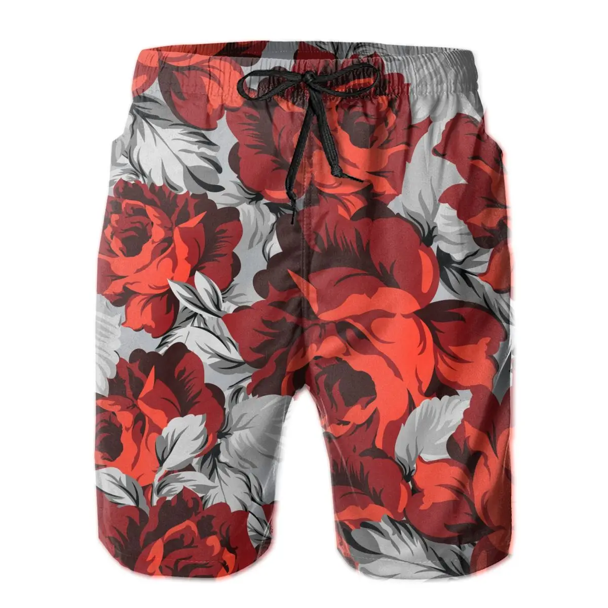 

Mens Swimming Shorts Swimwear Red Roses Men Trunks Swimsuit Man Beach Wear Short Pants Bermuda Boardshorts
