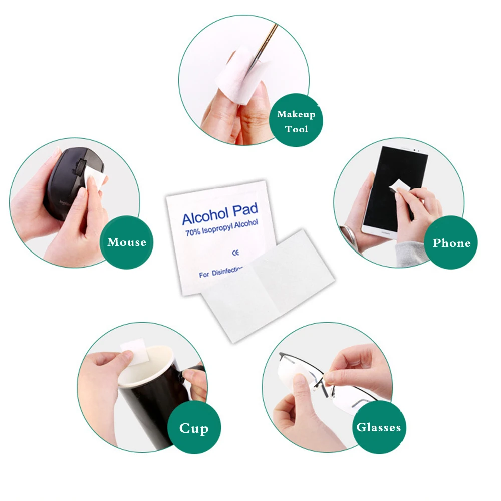 100 шт./лот влажная салфетка со спиртовой заменой для ухода за кожей с