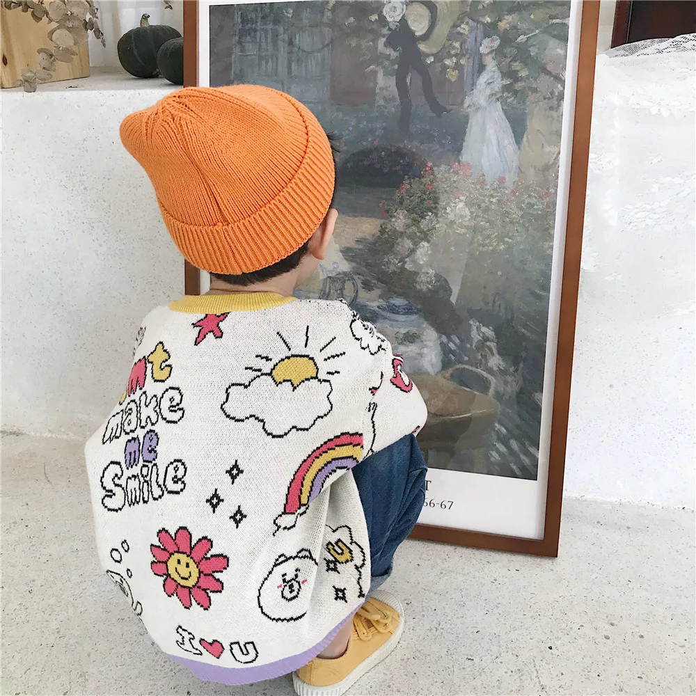 Tonytaobaby осенне-зимний новый милый свитер из чистого хлопка для мальчиков и девочек