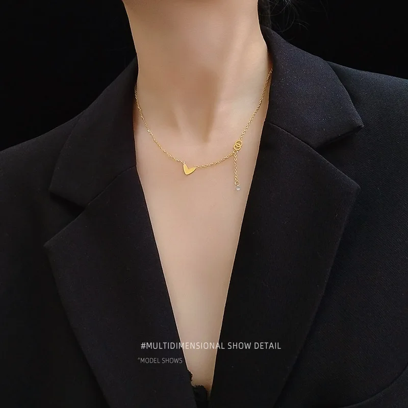 INS нормкор стиль милое Персиковое сердце Shuanghuan Кисточки Из сверла ключицы