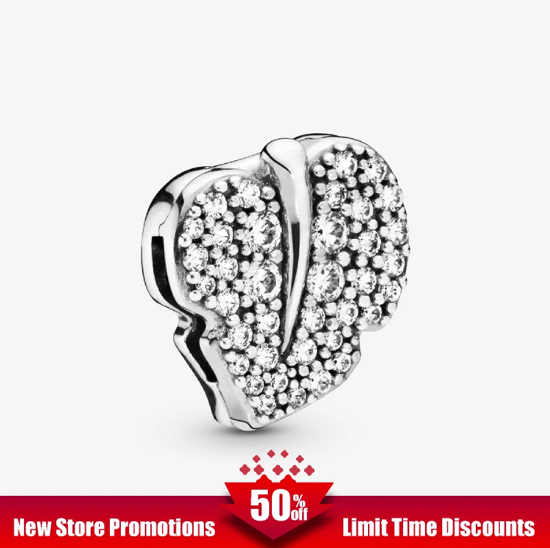 

Birthday DIY Sterling Silver Sparkling Leaf Clip Charm 925 Sterling Silver fit Original Pandora Bracelets Jewelry Heart Charm