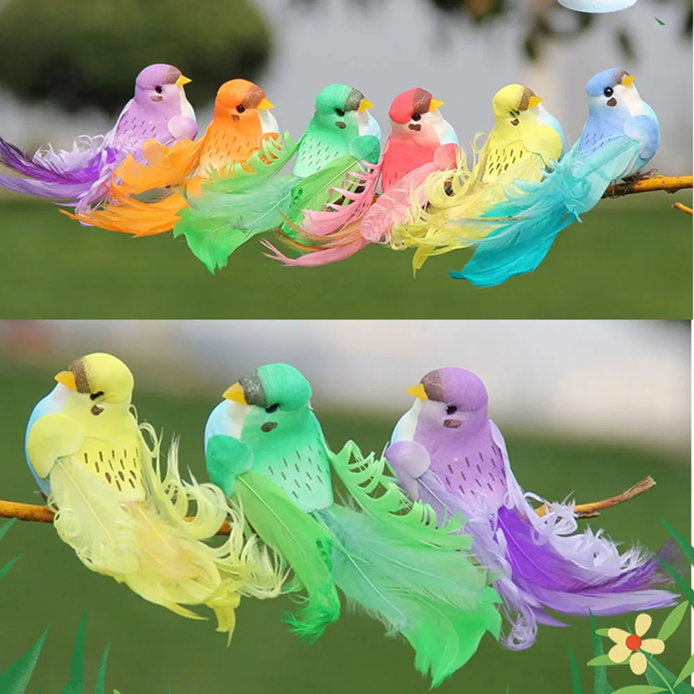 

12PCS Color Bird Model Gift Favor Home Decorative Craft Ornaments Display Table Christmas Tree Decor Animal Miniatures Craft