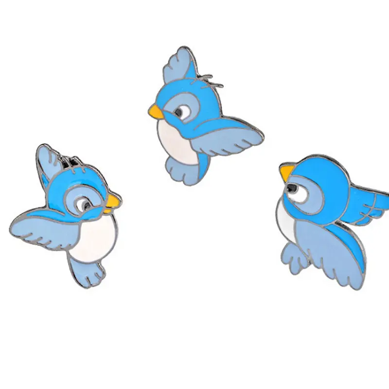 Модные милые значки с изображением летающих синих птиц жесткие эмалированные