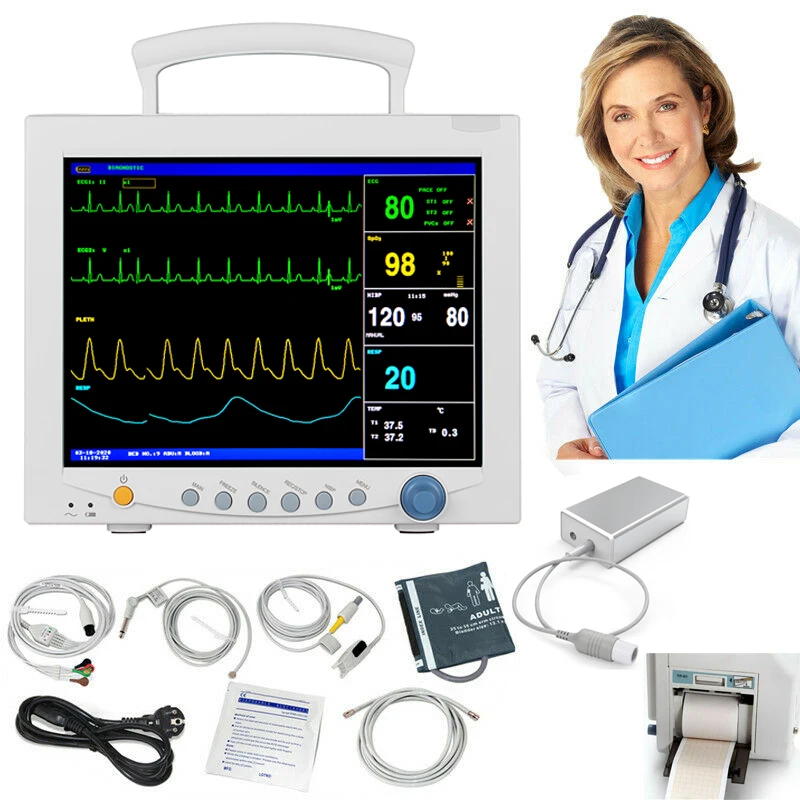 

CONTEC CMS7000Plus 12.1" Patient Monitor ICU CCU Vital Signs Monitor ECG NIBP SPO2 PR RESP TEMP ETCO2 Parameters With Printer