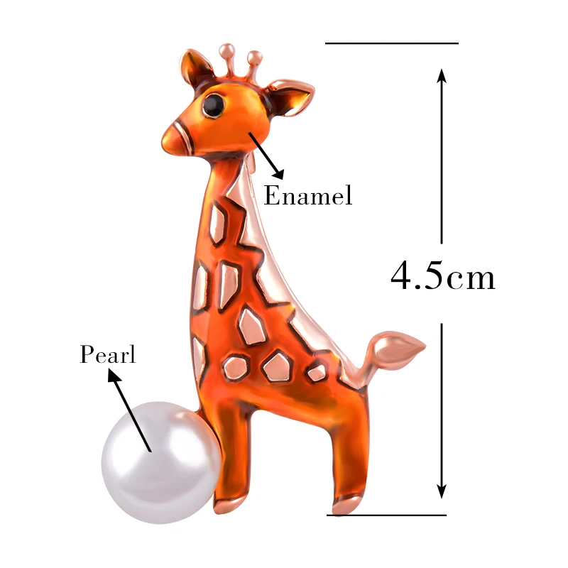 

SINLEERY Lovely Cute Enamel Giraffe Animal Pearl Brooch Pin Women's Fashion Accessories 2021 XZ188 SSK