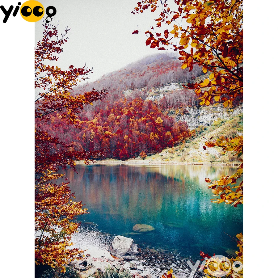 

Full Square/Round Drill Diamond Painting Cross Stitch Embroidery Autumn Lake Scenery Rhinestone Mosaic Home Decor Gift AX2500