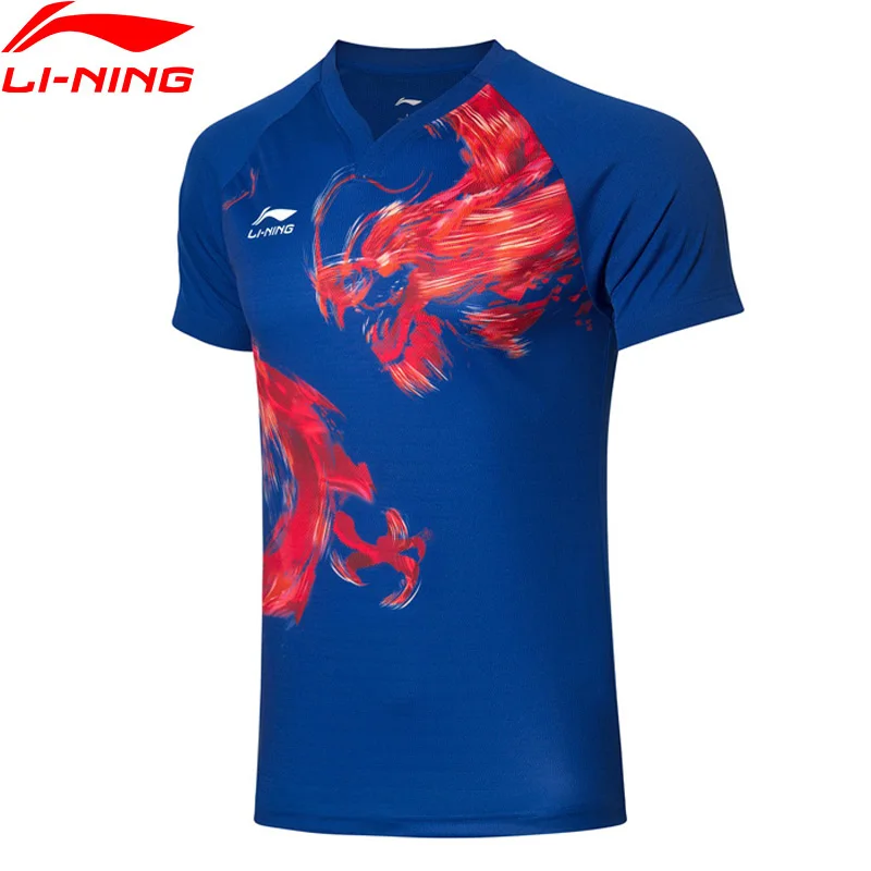 Li Ning мужские футболки для соревнований по настольному теннису дышащие на сухой