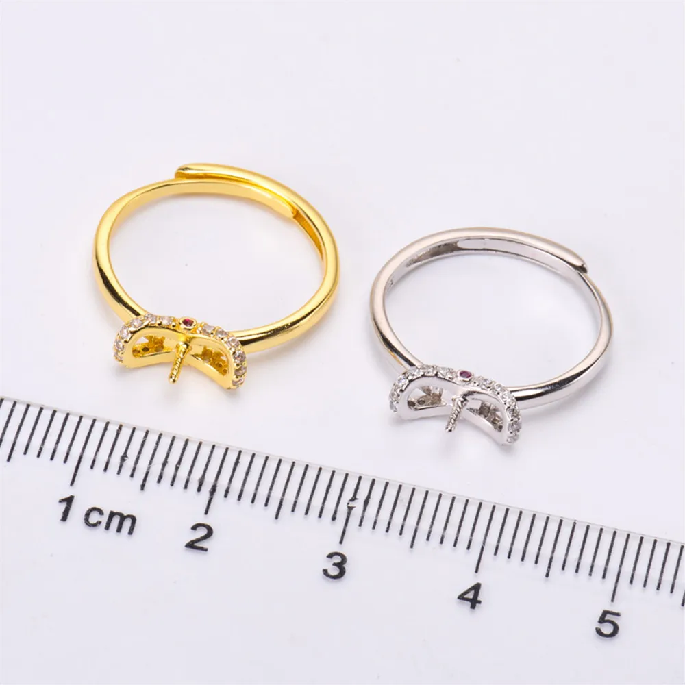 

Fashion Rings Resizable Design Rings Base 925 Sterling Silver Pearl Rings Settings Women DIY Pearl Rings Accessory No Pearl
