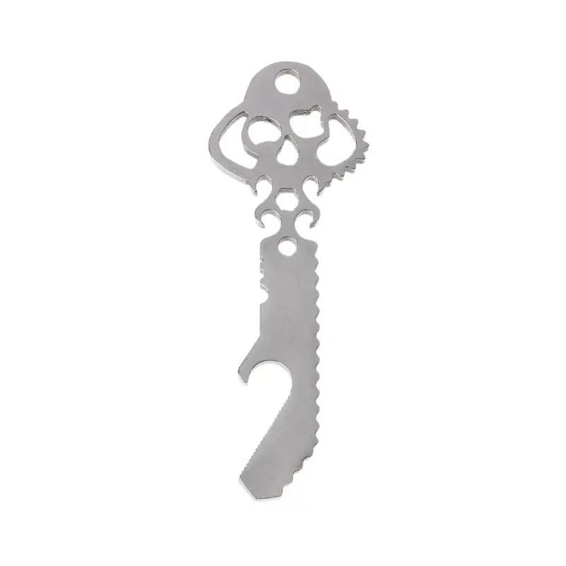 

Stainless Steel EDC Pocket Multi-Tool Skull Bottle Opener Pry Bar Crowbar Keychain Tactical Survival Tool