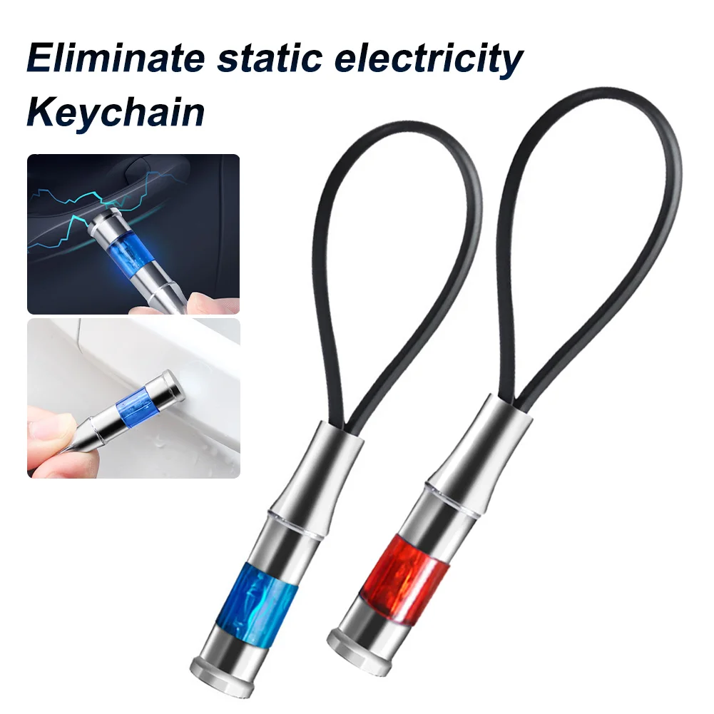 

Car Static Eliminator Anti-Static Rod Silver Tone High Voltage Human Body Static Discharger LED Keychain Winter Dropshipping