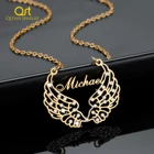 Индивидуальное ожерелье с именем и большими крыльями ангела для женщин позолоченные ожерелья из нержавеющей стали индивидуальная подвеска цепочка ювелирные изделия подарок