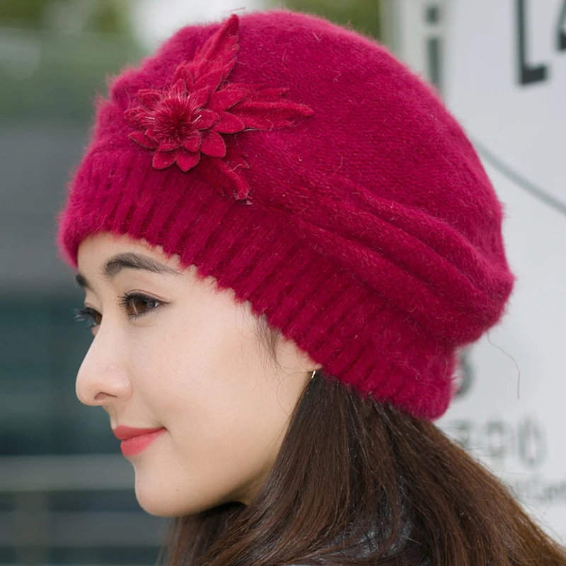 Шерстяные шапки бини для женщин зимние вязаные вязаный берет женские бренд шапка