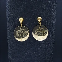 2022 stainless steel libra stud earrings gold color small round earrings for women jewelry acero inoxidable mujer e9211s02
