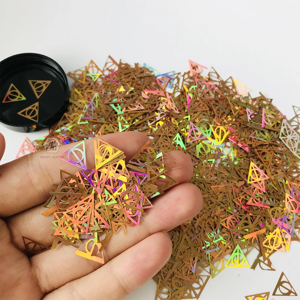 1 коробка пустотелых треугольников PrettyG голографические Блестки для смолы сделай