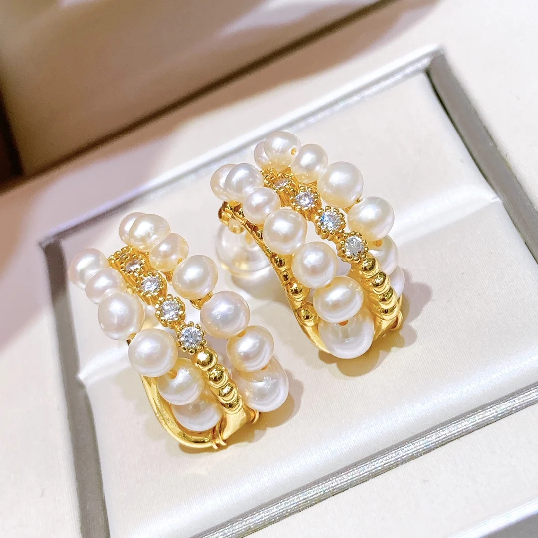 

Серьги-гвоздики женские из натурального жемчуга, 2-3 мм