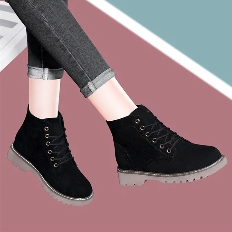 

Новинка весна-осень 2021, ботинки-мартинсы на толстой подошве, женские ботинки на плоской подошве, обувь из хлопка на толстой подошве