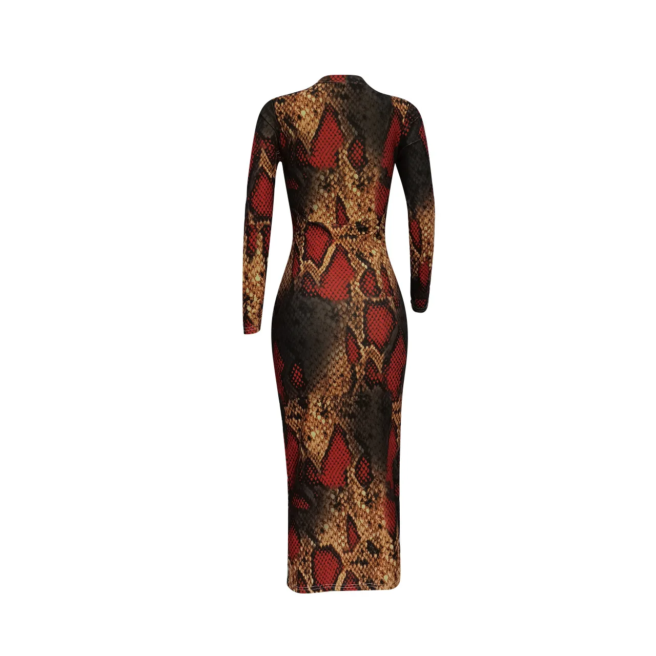 

sexy snakeskin bodycon dress women long sleeve skinny dresses casual fall autumn long sundresses