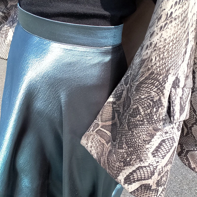 Юбка-годе Женская глянцевая атласная длинная юбка-годе с завышенной талией