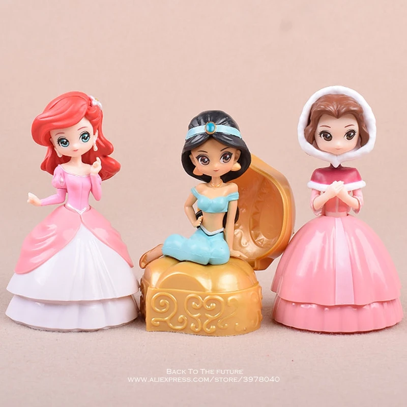 Disney Alice Русалка Жасмин Принцесса 3 шт./компл. 11 см фигурка аниме мини Коллекция