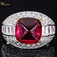 wong rain vintage 925 sterling silver 1010 mm ruby created moissanite wedding engagement gemstone bohemia ring fine jewelry