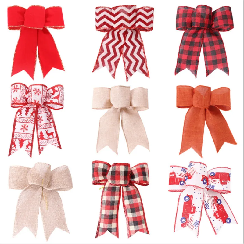 

Christmas Bowknot Handmade Crafts DIY Garland Accessories Christmas Tree Ornaments 2022 New Year Gift Home Decor Kerst Natale