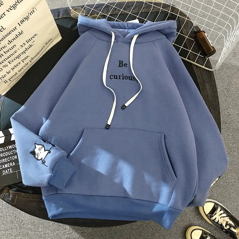 

ZOGAA Oversized Women Clothes Hooded Sweatshirt Patchwork Pockets Pullover Tops Harajuku Cat Printed Long Sleeve Hoodies Women
