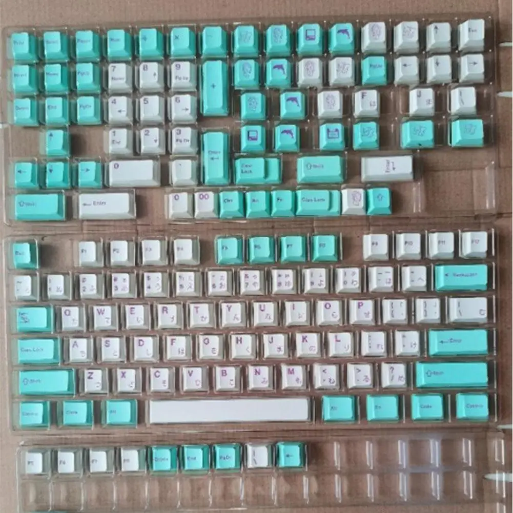 

Для Gmk аналоговые мечты, зеленый и белый цвета сочетающиеся клавиши Сублимация Pbt и 165 Оригинальные японские английские высокие клавиши B7z0