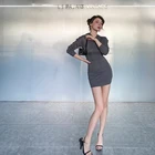 Осень 2020, модное серое пикантное Платье-футляр в спортивном стиле с высокой талией, мини-платье с капюшоном и длинным рукавом, женская осенняя одежда, уличная одежда