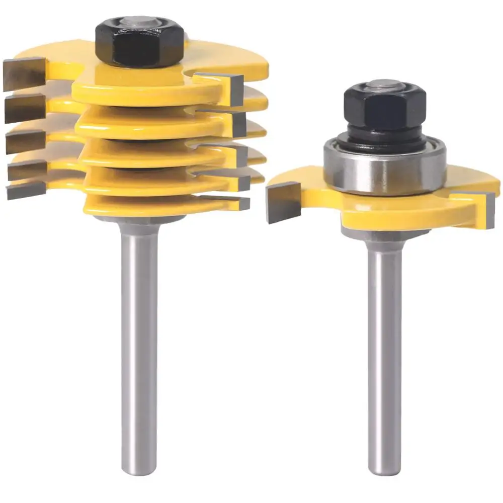 Фото 2Pc 6 Piece Slot Cutter 3 Wing Router Bit Set Woodworking Chisel Cutter Tool- 8