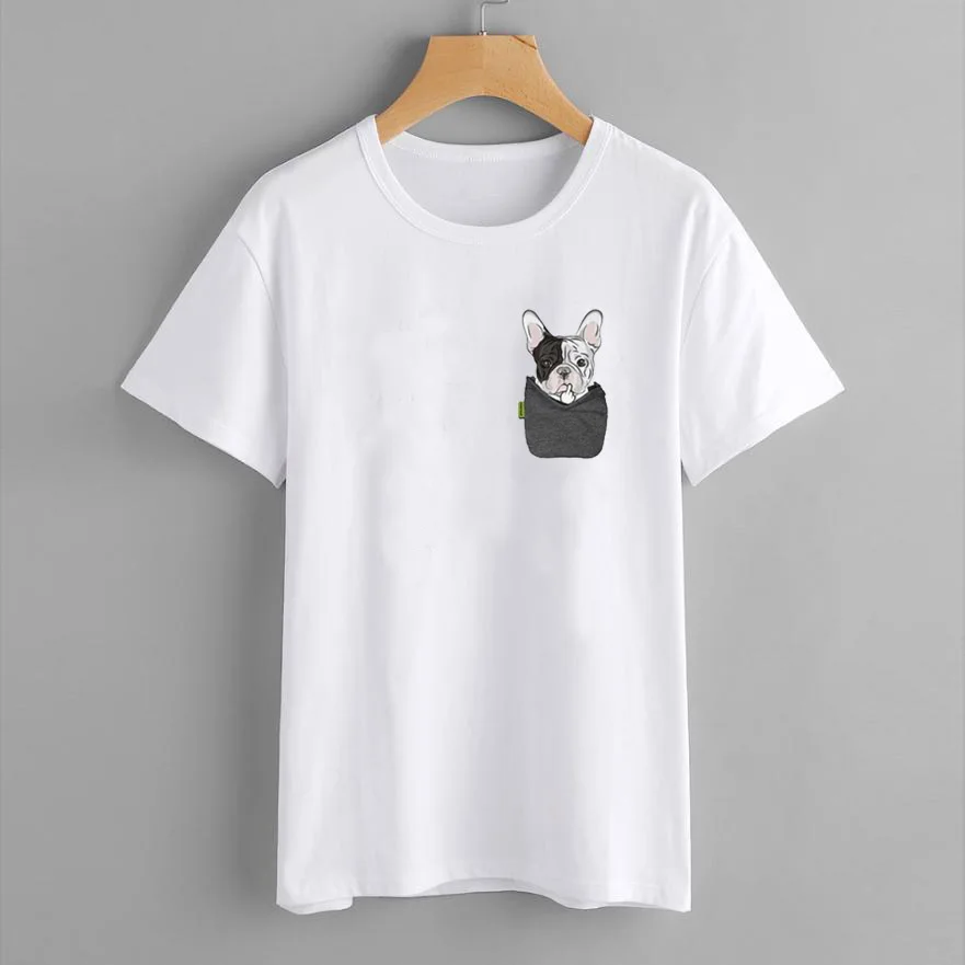 Dachshund Pug Teckel забавная футболка Женская Harajuku Милая французская бульдог Франция