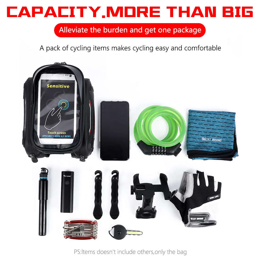 

6.2 Inch Touch Screen Phone Case Bag Bike Rainproof Bicycle Bag Top Front Tube Bag Mountain Bike Frame Basket Cycling Bag Hot