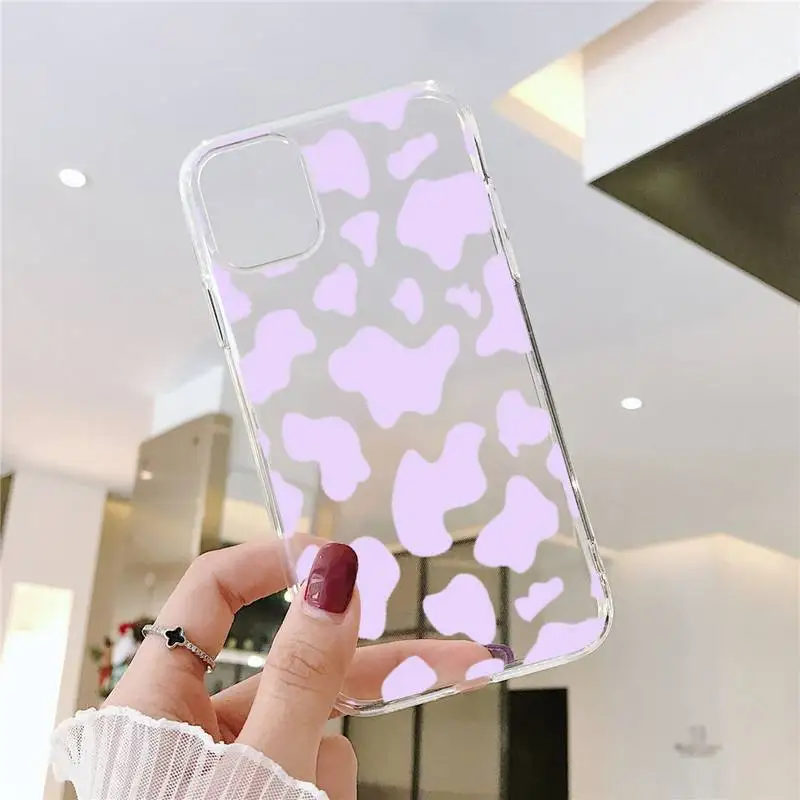

Cow color Print fashion Pattern texture Phone Case Transparent for iPhone 6 7 8 11 12 s mini pro X XS XR MAX Plus SE cover funda
