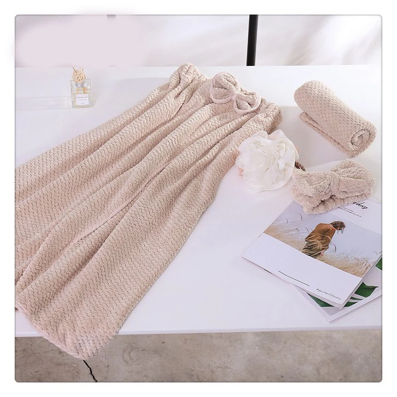 Удобный впитывающий женский набор полотенец из микрофибры для ванной бантик