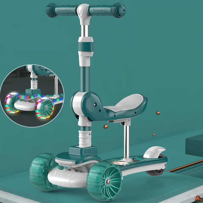 Новый детский скутер с 3 колесами складные ножные скутеры регулируемой высотой