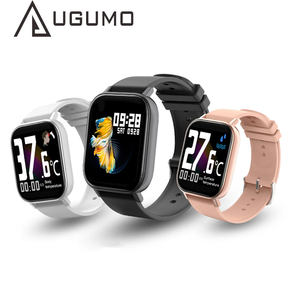 

Умные часы UGUMO для мужчин, Android, Смарт-часы с измерением температуры, пульса, артериального давления, 1,6 дюйма, IP68, умные носимые