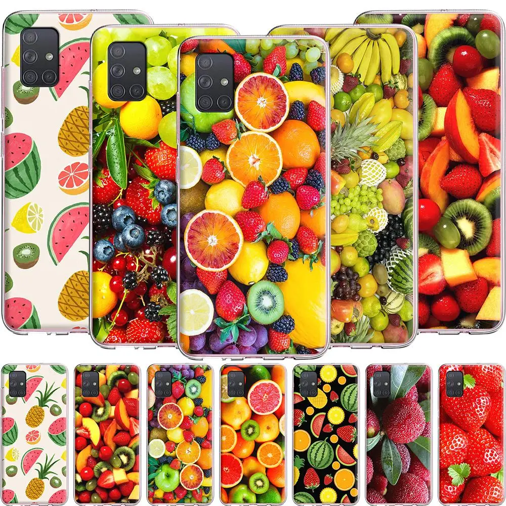 Силиконовый чехол с фруктами клубникой арбузом для Samsung Galaxy A2 A5 A6 A7 A8 A9 J3 J4 J5 J6 J7 J8