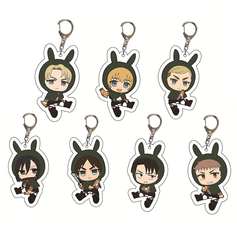 Новое поступление брелок с кроличьими ушками Аниме фигурки атака на Титанов