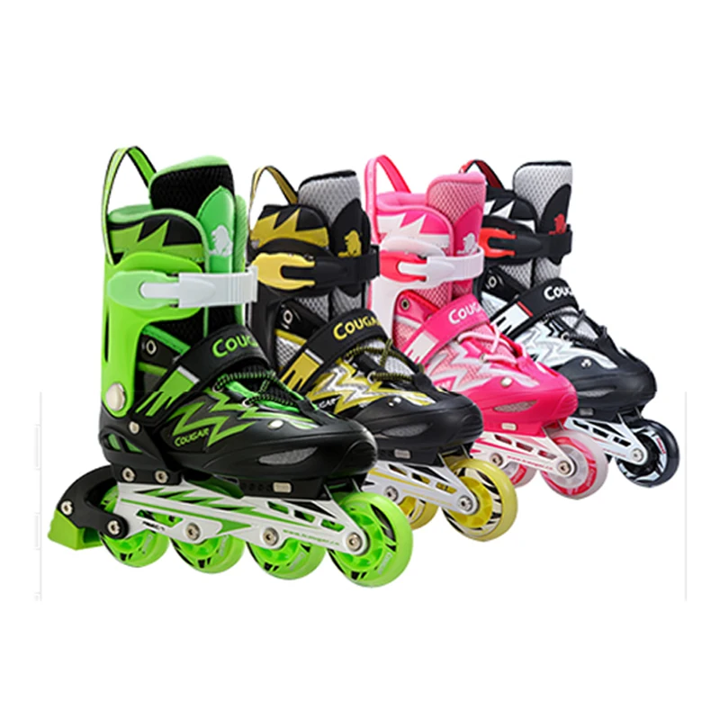Детские роликовые коньки, 1 ряд, ПВХ дышащие сетчатые, раздвижные кроссовки, обувь для катания на роликах из искусственной кожи