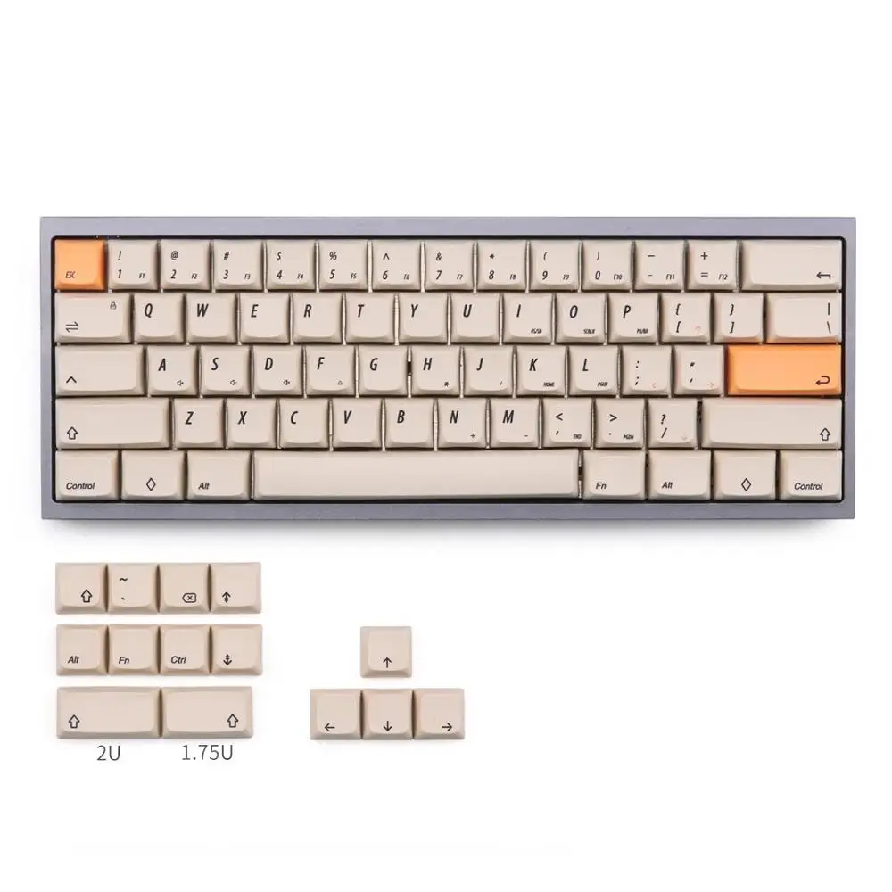 XDA желтые колпачки PBT Due subbed 75 ключ для mx механическая клавиатура подходит TADA68 GK64