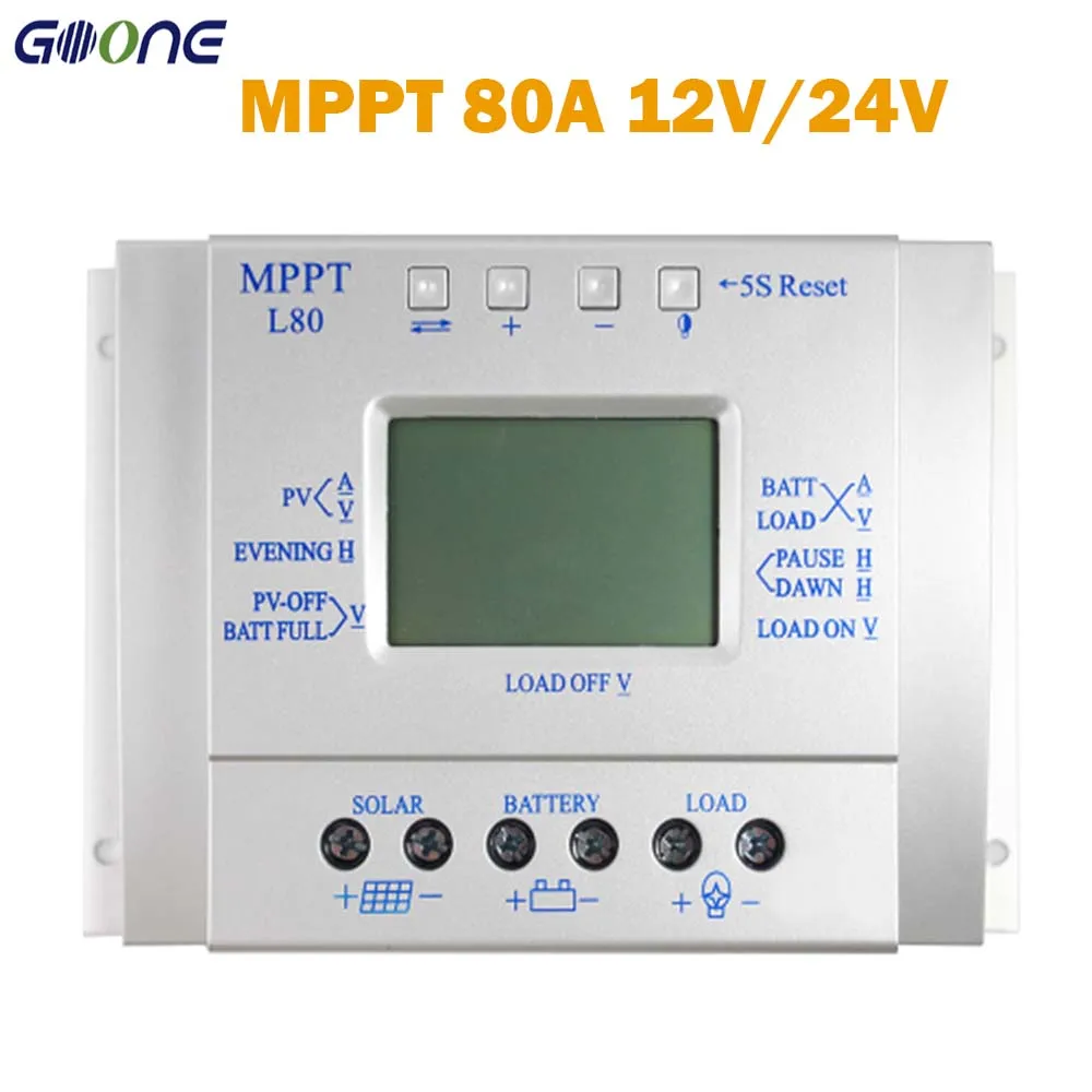 MPPT 80A L80 контроллер солнечной зарядки 12 В 24 в USB 1 5 А выход ЖК регулятор панели