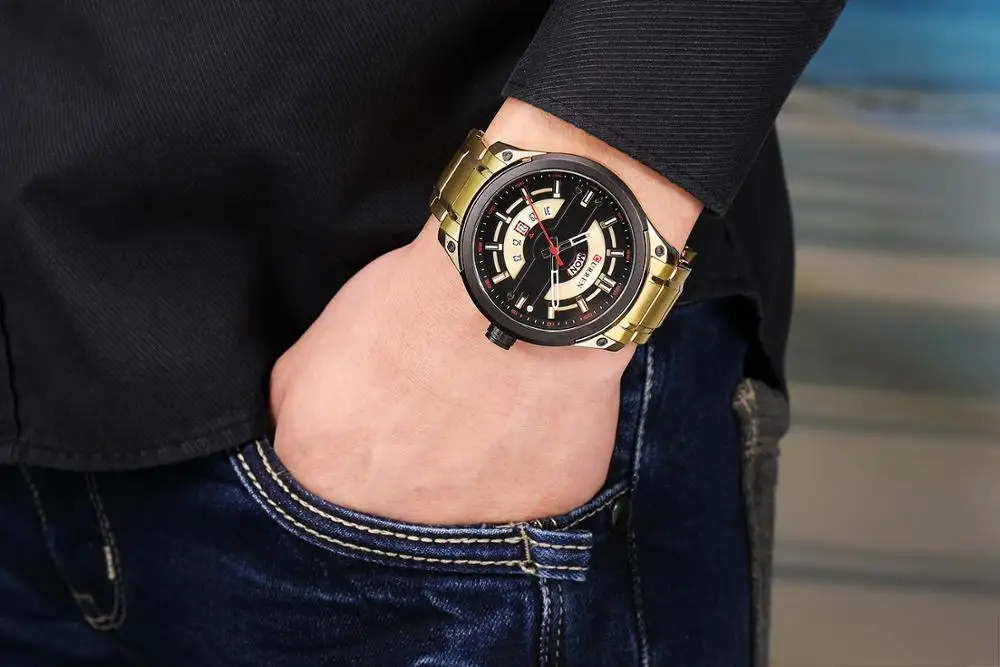 

CURREN Men Brand Quartz Wristwatch Stainless Steel Band Dail Waterproof Mens Calendar Dial Clock Relogio Masculino