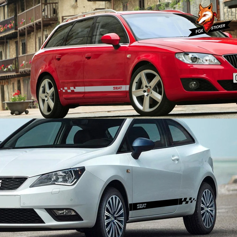 2 шт. наклейки на автомобильные двери и боковые юбки виниловые для Seat Leon MK3 MK2 Tarraco