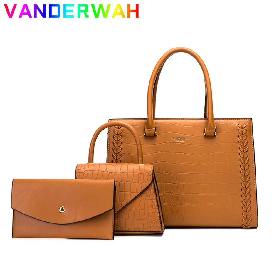 

3 Sets Stone Pattern Handbags Small Coin Purse Designer Shoulder Crossbody Bags for Women Big Capacity Tote Quality Leather Sac