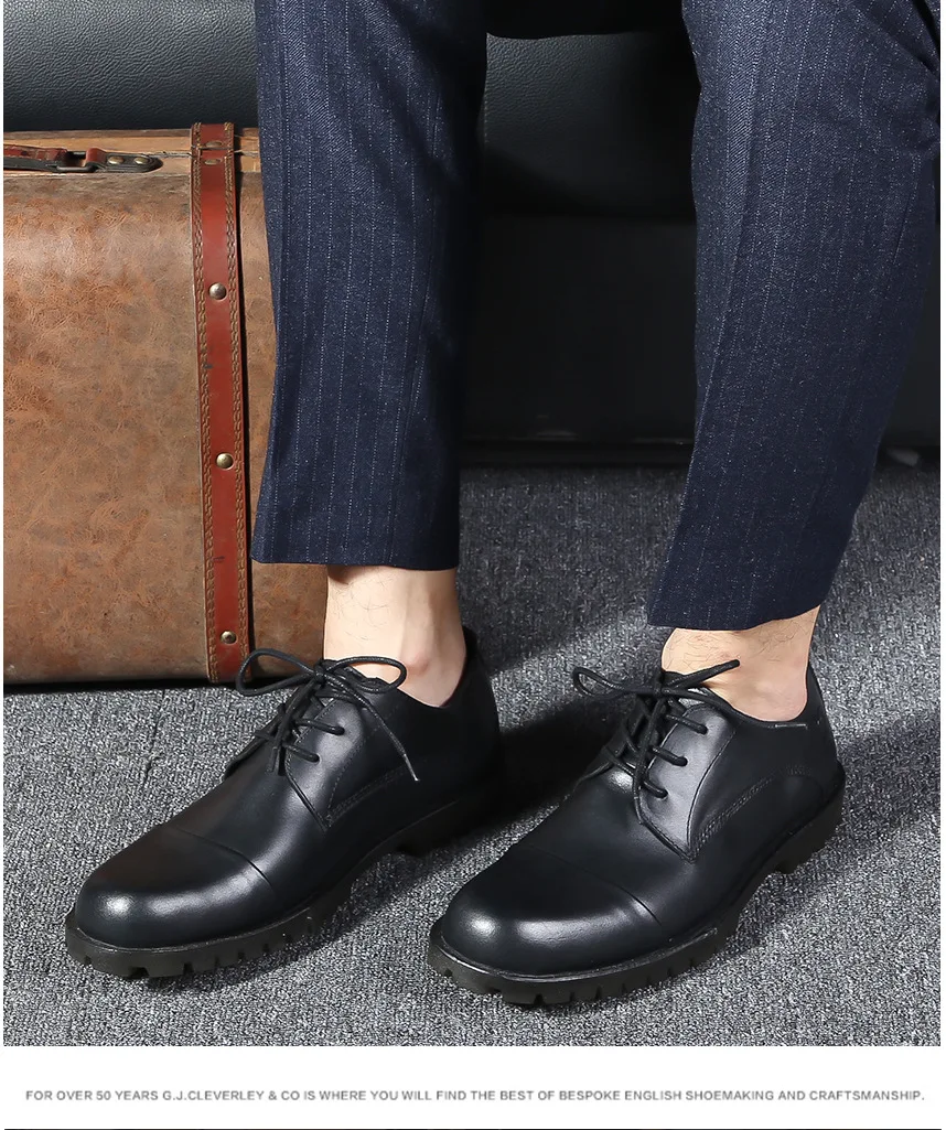 Туфли мужские офисные черные на шнуровке с ремешком повседневные кожаные туфли
