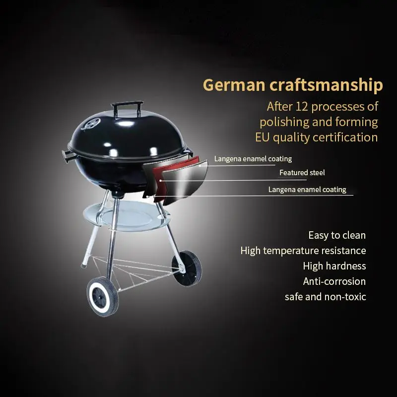 

17'' Charcoal BBQ Grill Pit Outdoor Camping Cooker Backyard Barbecue Tools Kitchen Cooking Tools BBQ Accessories for 3-8 people